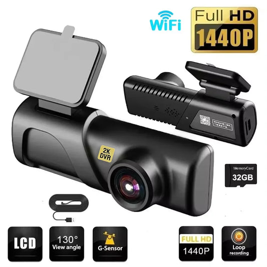 2K 1440P HD WiFi Dash Cam with Night Vision & 24H Parking Mode