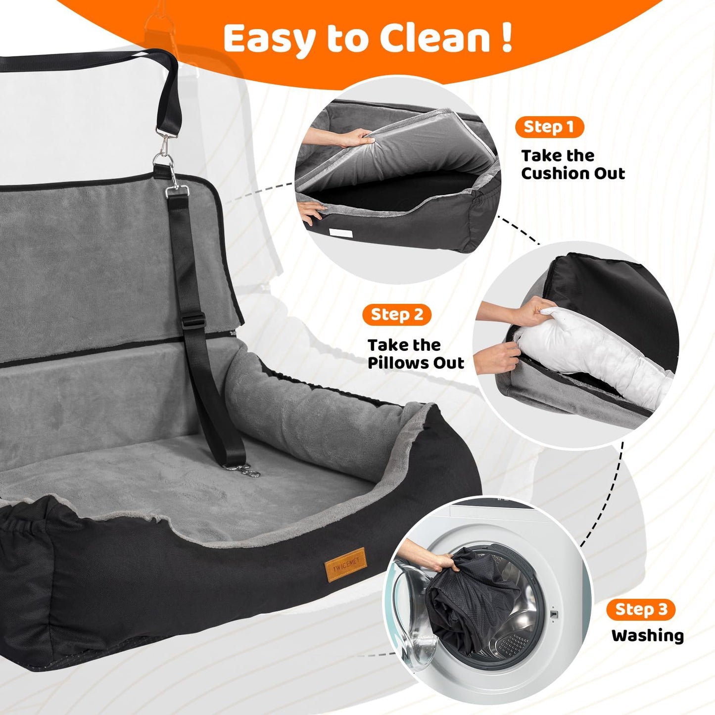 Luxury Coral Fleece Dog Booster Car Seat – Pet Travel Bed with Storage & Clip‑On Leash for Safe, Comfortable Trips