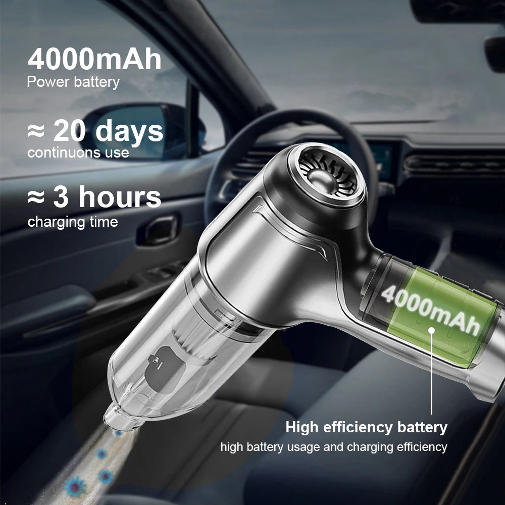 High-Suction 95000PA Car Vacuum – Portable Wireless Handheld Cleaner for Vehicle Interiors