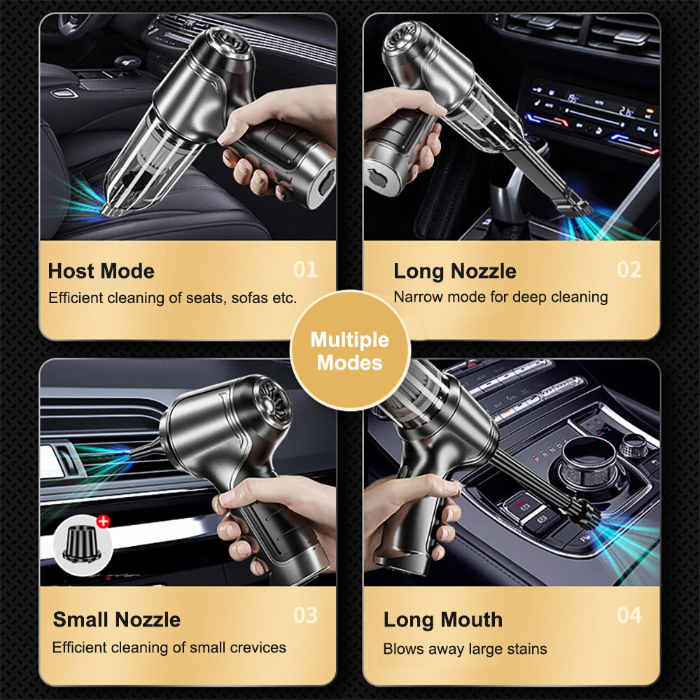 High-Suction 95000PA Car Vacuum – Portable Wireless Handheld Cleaner for Vehicle Interiors