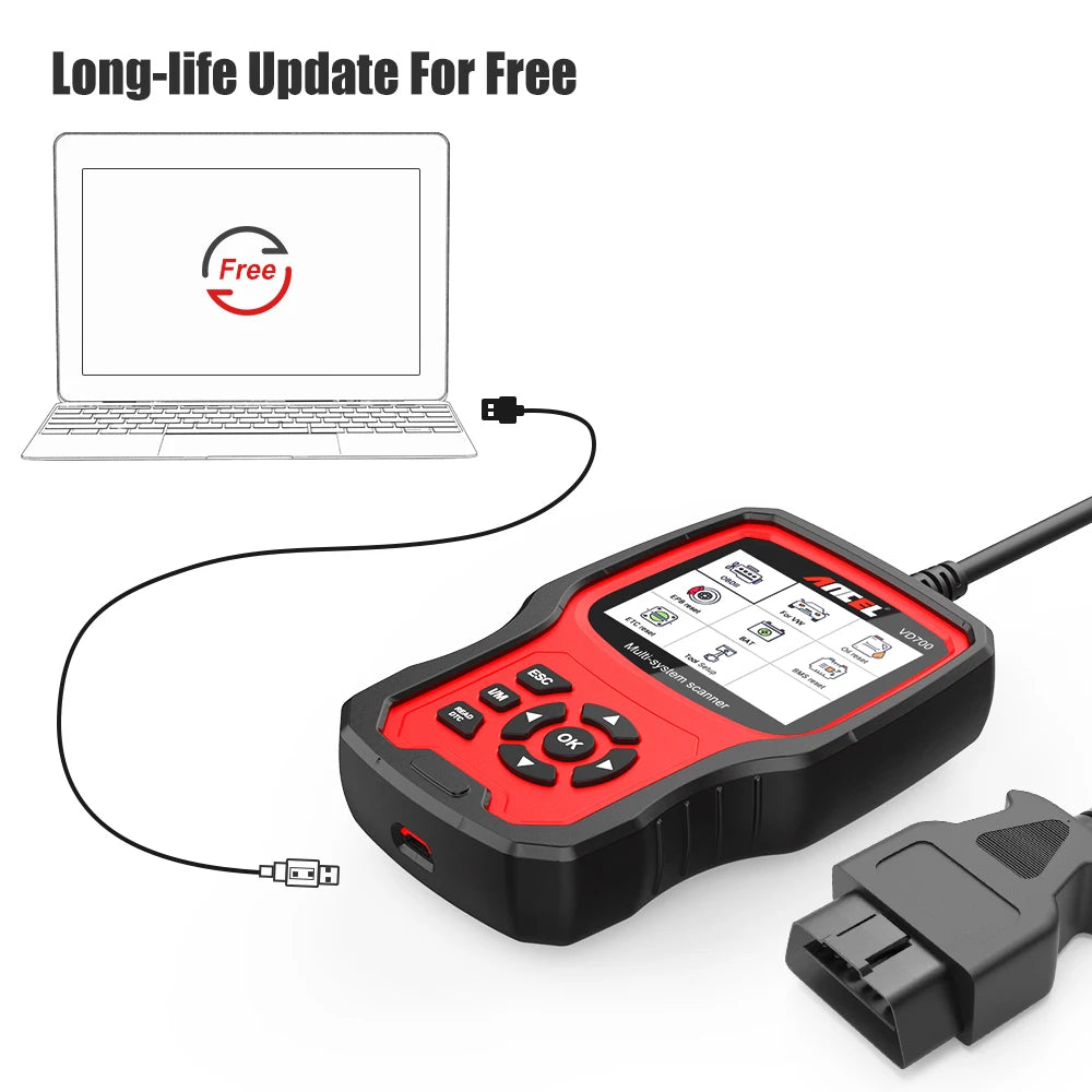 ANCEL VD700 OBD2 Scanner – Full-System Diagnostic Tool for VW, Audi, Skoda & Seat with Oil, EPB, SAS & TPMS Resets