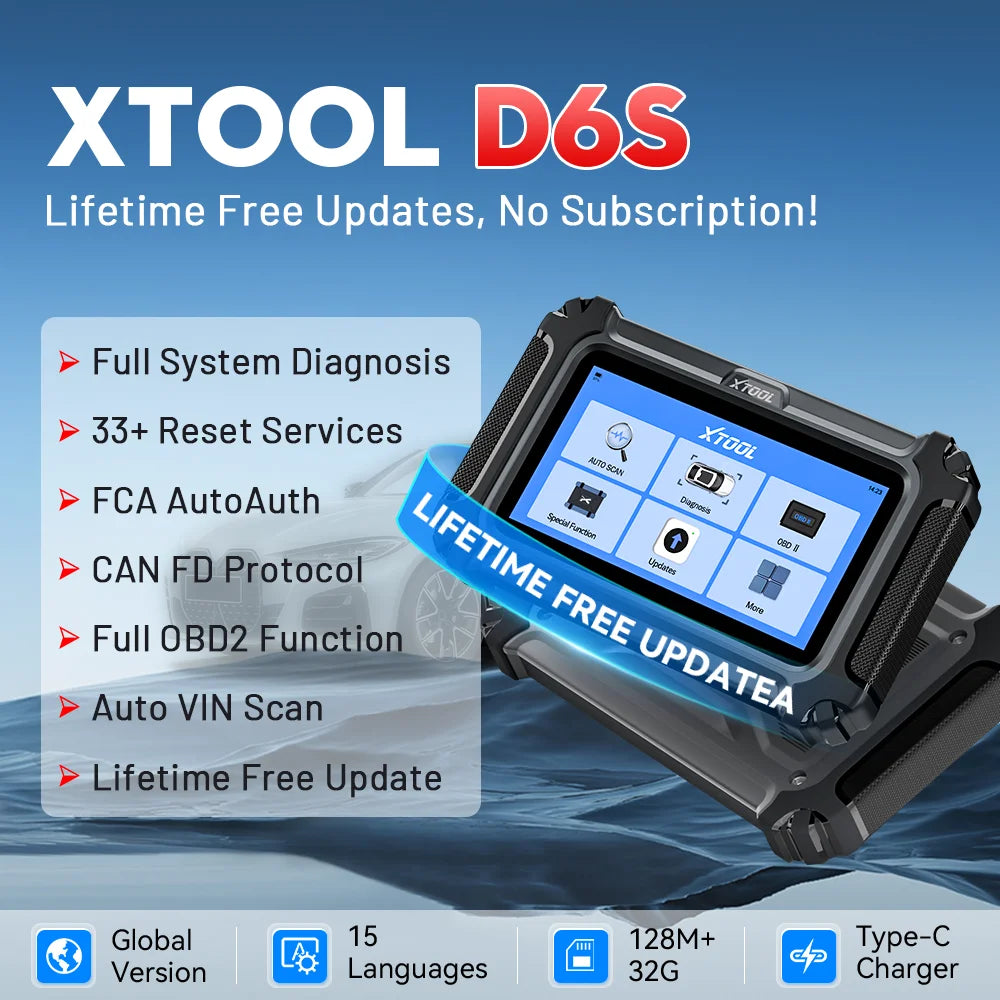 XTOOL D6S Automotive Scanner – OBD2 Code Reader with FCA AutoAuth, CAN FD & Free Lifetime Updates