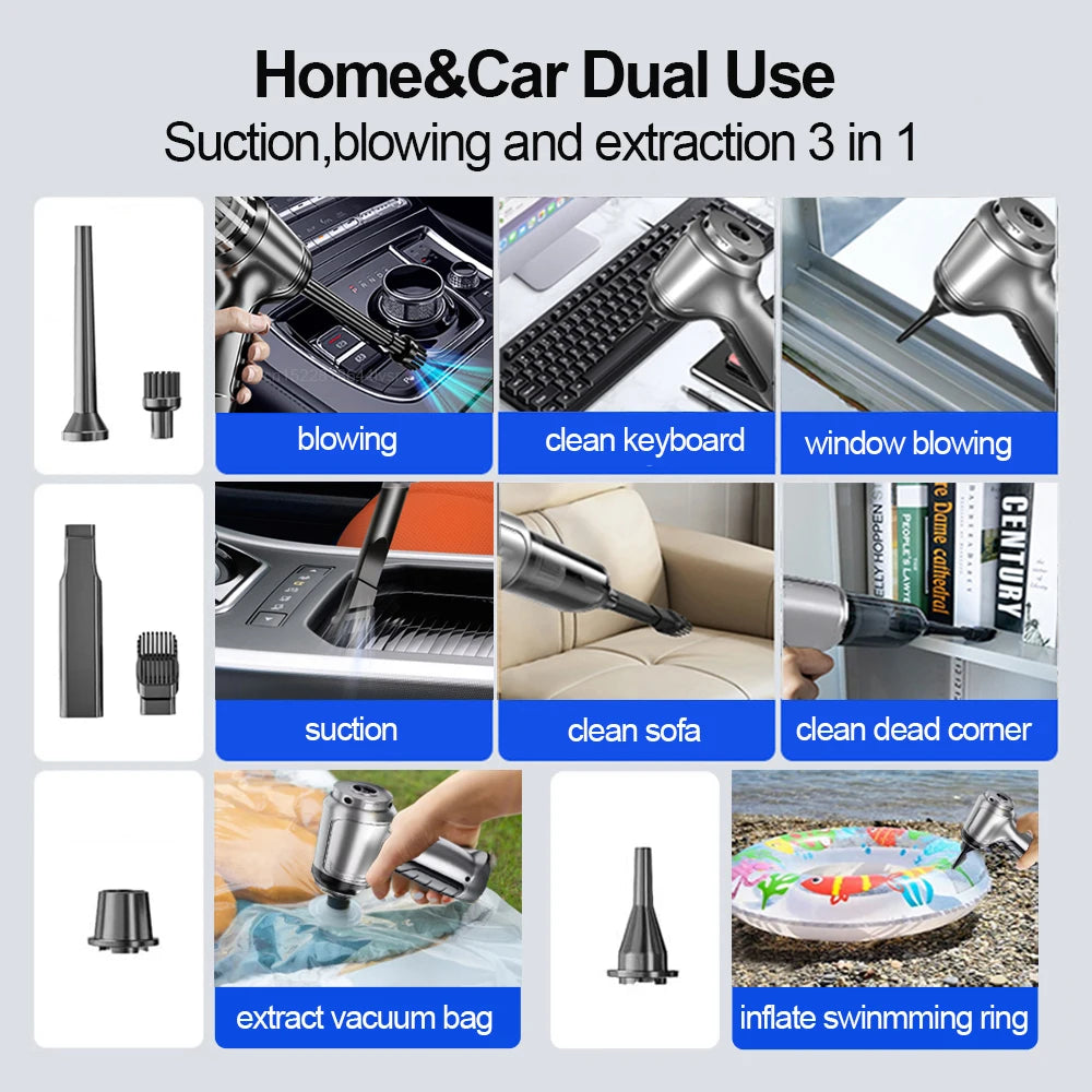 High-Suction 95000PA Car Vacuum – Portable Wireless Handheld Cleaner for Vehicle Interiors