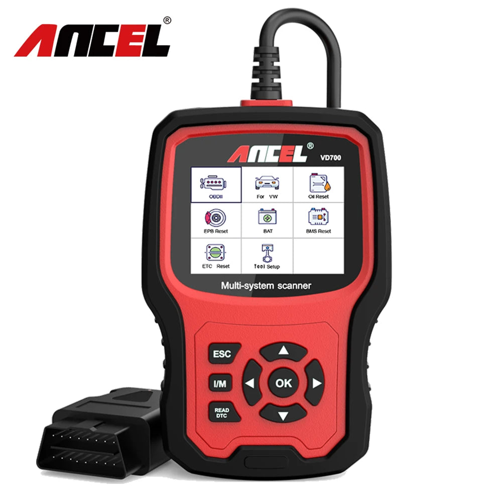 ANCEL VD700 OBD2 Scanner – Full-System Diagnostic Tool for VW, Audi, Skoda & Seat with Oil, EPB, SAS & TPMS Resets