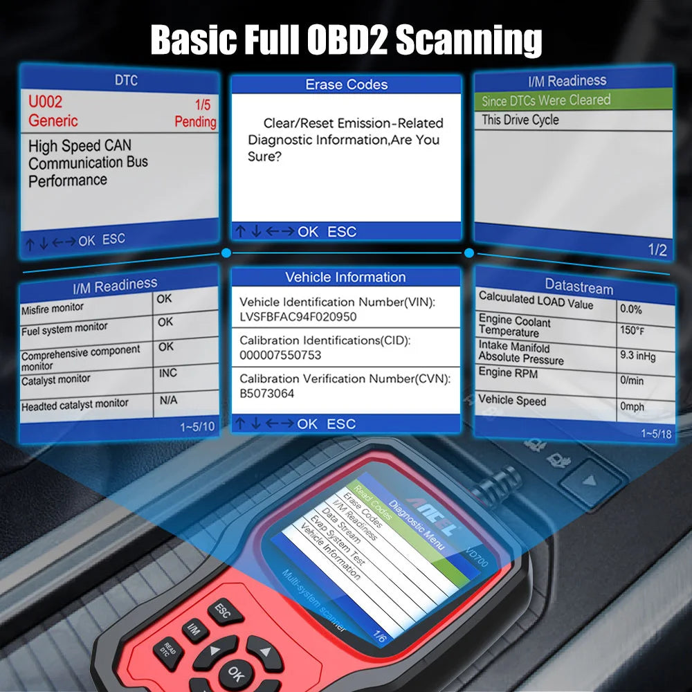 ANCEL VD700 OBD2 Scanner – Full-System Diagnostic Tool for VW, Audi, Skoda & Seat with Oil, EPB, SAS & TPMS Resets