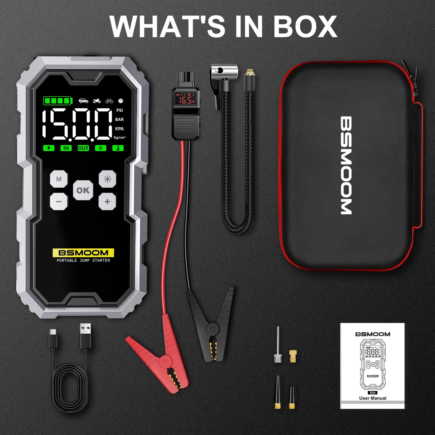 High‑Power 7000A Car Jump Starter with 150PSI Air Compressor – Portable Power Bank & Emergency Starter