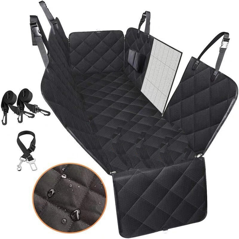 Durable Dog Car Seat Cover with Mesh Viewing Panel – Hammock‑Style Rear Seat Protector with Zipper & Storage Pocket