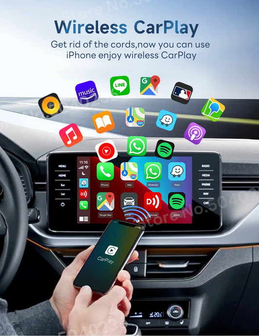 Plug & Play CarlinKit 5.0/4.0 Wireless CarPlay & Android Auto Adapter – Fast Dual‑Band WiFi & Auto‑Connect