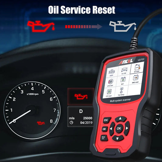 ANCEL VD700 OBD2 Scanner – Full-System Diagnostic Tool for VW, Audi, Skoda & Seat with Oil, EPB, SAS & TPMS Resets