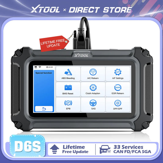 XTOOL D6S Automotive Scanner – OBD2 Code Reader with FCA AutoAuth, CAN FD & Free Lifetime Updates